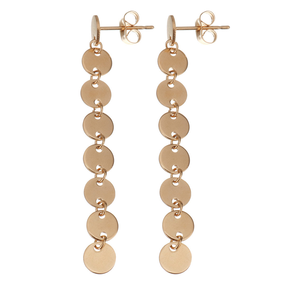 Stainless Steel Circle Link Long Drop Dangle Earrings | 55mm | Boxed