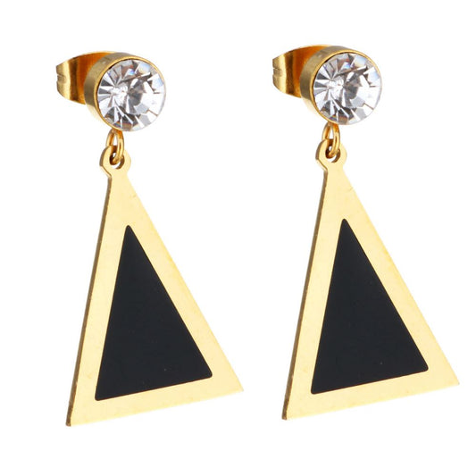 Gold Plated Triangle Earrings Earrings Crystal Drop Earrings Rhinestone Stainless Steel Yellow Gold Plated