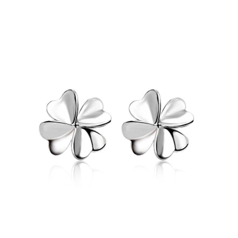 Sterling Silver Clover Stud Earrings Earrings Clover Platinum Plated Sterling Silver Stud Earrings