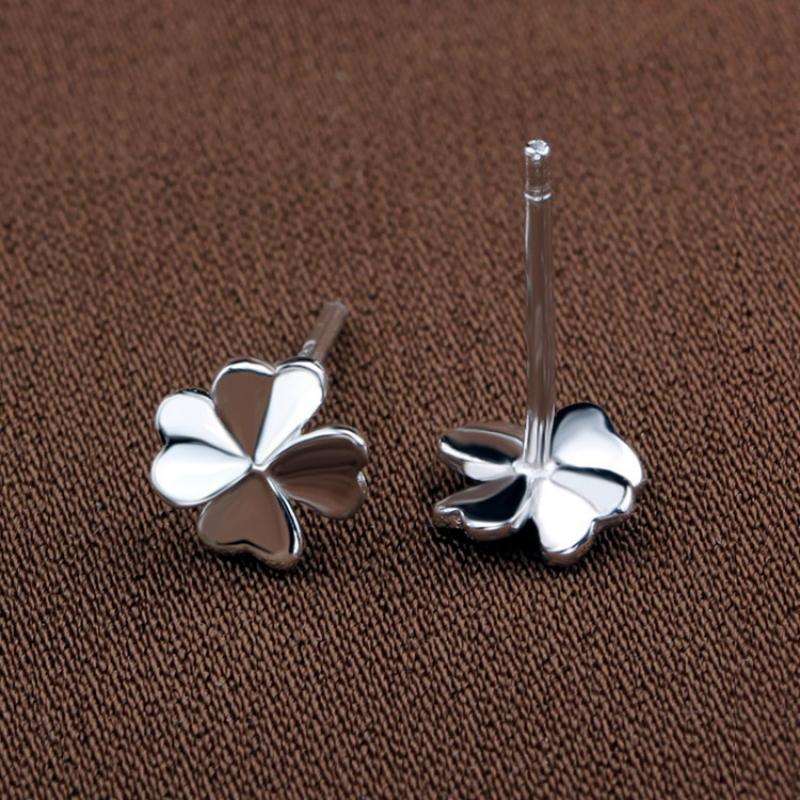 Sterling Silver Clover Stud Earrings Earrings Clover Platinum Plated Sterling Silver Stud Earrings