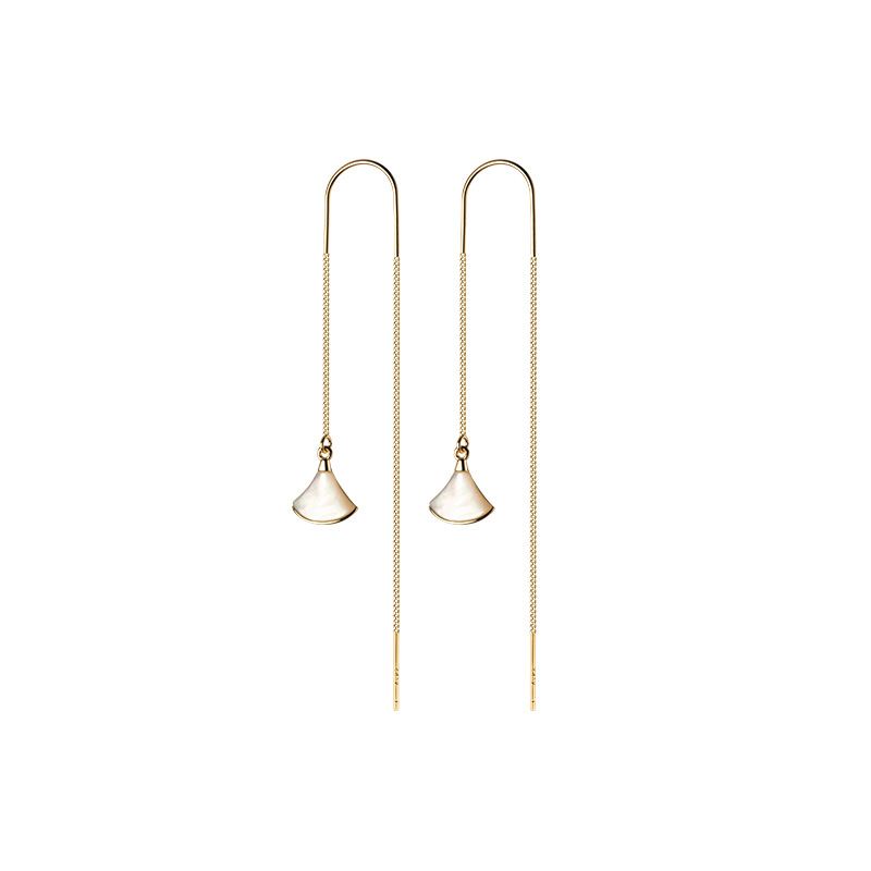 Yellow Gold Plated Sterling Silver Thread-Through Earrings Earrings Drop Earrings Shell Sterling Silver Thread Through Earrings Yellow Gold Plated