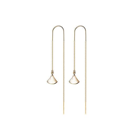 Yellow Gold Plated Sterling Silver Thread-Through Earrings Earrings Drop Earrings Shell Sterling Silver Thread Through Earrings Yellow Gold Plated