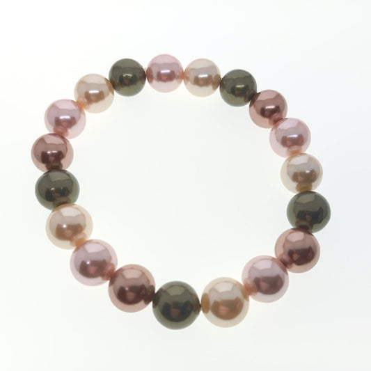 Multi Colour South Sea Shell Pearl Stretch Bracelet | 19cm | Gift Boxed