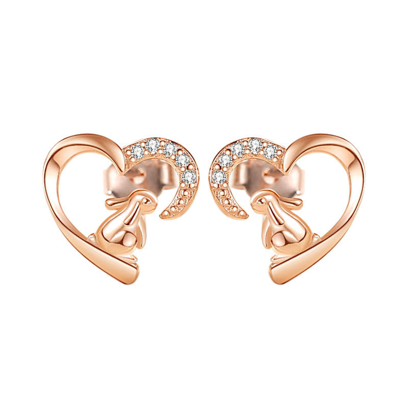 Sterling Silver Stud Earrings (Rabbit) - Gold Plated