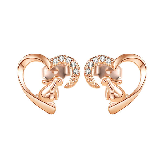 Sterling Silver Stud Earrings (Rabbit) - Gold Plated