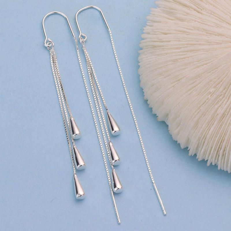 Sterling Silver Thread-Through Earrings Earrings Dangle Earrings Sterling Silver Thread Through Earrings