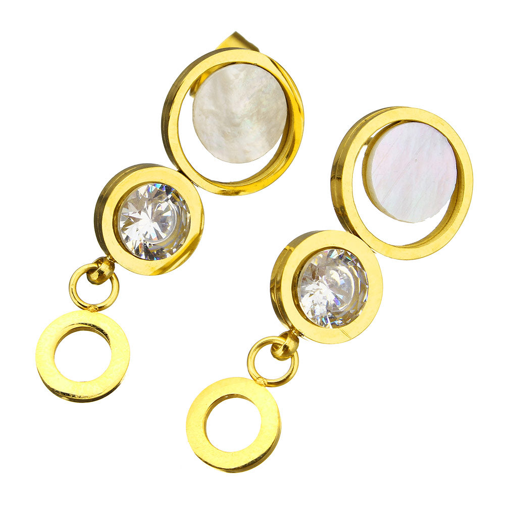 Stainless Steel CZ Drop Earrings | 34mm | Boxed