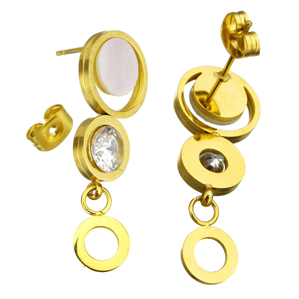Stainless Steel CZ Drop Earrings | 34mm | Boxed