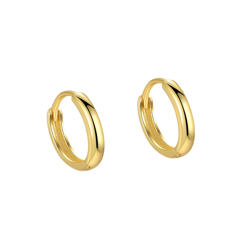 Sterling Silver Hoop Earrings Yellow Gold Plated 9 mm Earrings Hoop Earrings Huggie Earrings Platinum Plated Sterling Silver Yellow Gold Plated