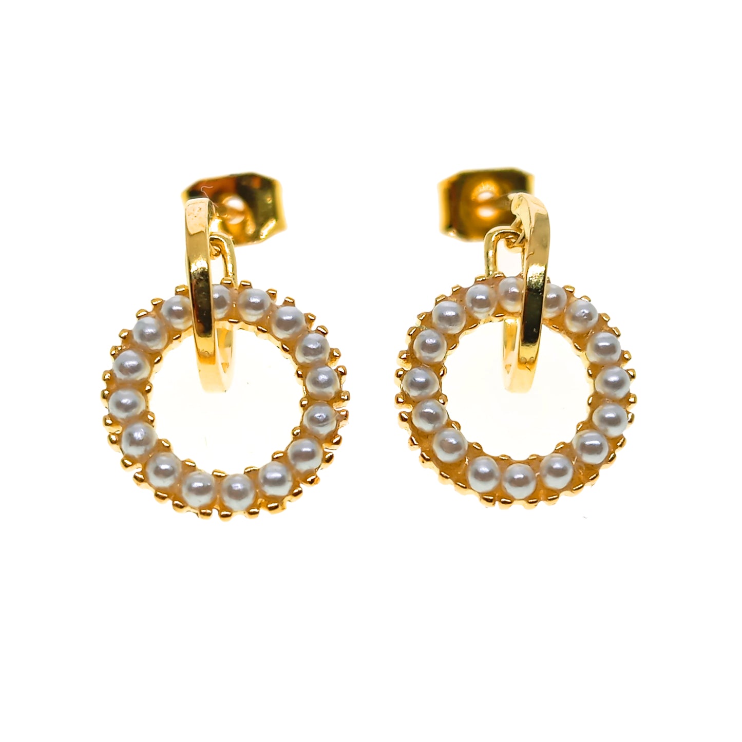 925 Sterling Silver Pearl Circle Drop Earrings | 14x10mm | Boxed