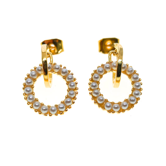 925 Sterling Silver Pearl Circle Drop Earrings | 14x10mm | Boxed