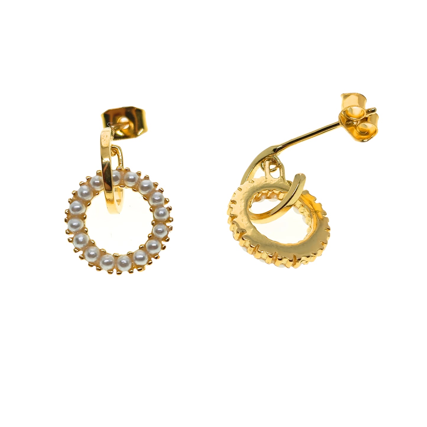 925 Sterling Silver Pearl Circle Drop Earrings | 14x10mm | Boxed