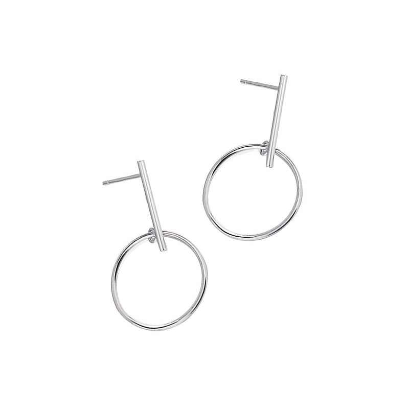 Sterling Silver Earrings Earrings Circle Dangle Earrings Drop Earrings Platinum Plated Sterling Silver