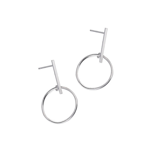 Sterling Silver Earrings Earrings Circle Dangle Earrings Drop Earrings Platinum Plated Sterling Silver