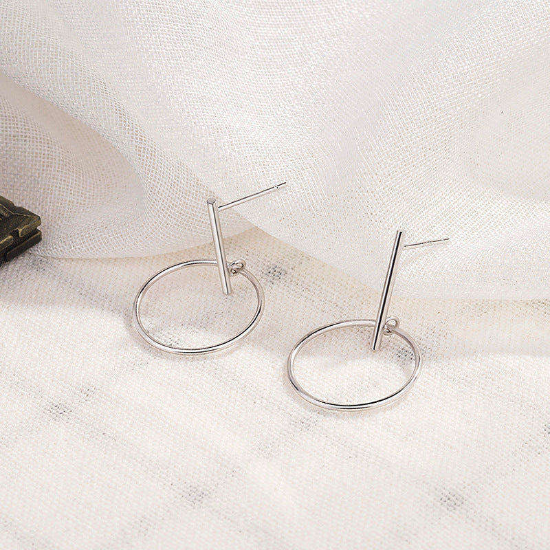 Sterling Silver Earrings Earrings Circle Dangle Earrings Drop Earrings Platinum Plated Sterling Silver