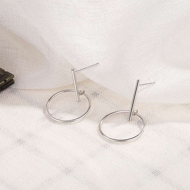 Sterling Silver Earrings Earrings Circle Dangle Earrings Drop Earrings Platinum Plated Sterling Silver