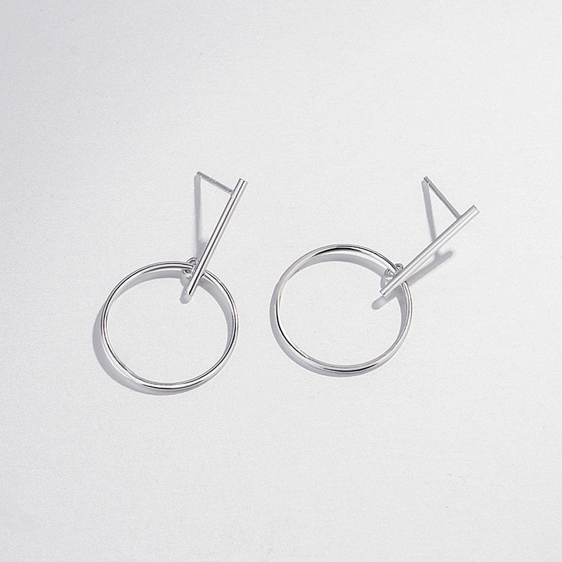 Sterling Silver Earrings Earrings Circle Dangle Earrings Drop Earrings Platinum Plated Sterling Silver
