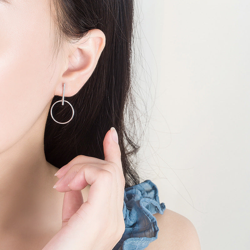 Sterling Silver Earrings Earrings Circle Dangle Earrings Drop Earrings Platinum Plated Sterling Silver