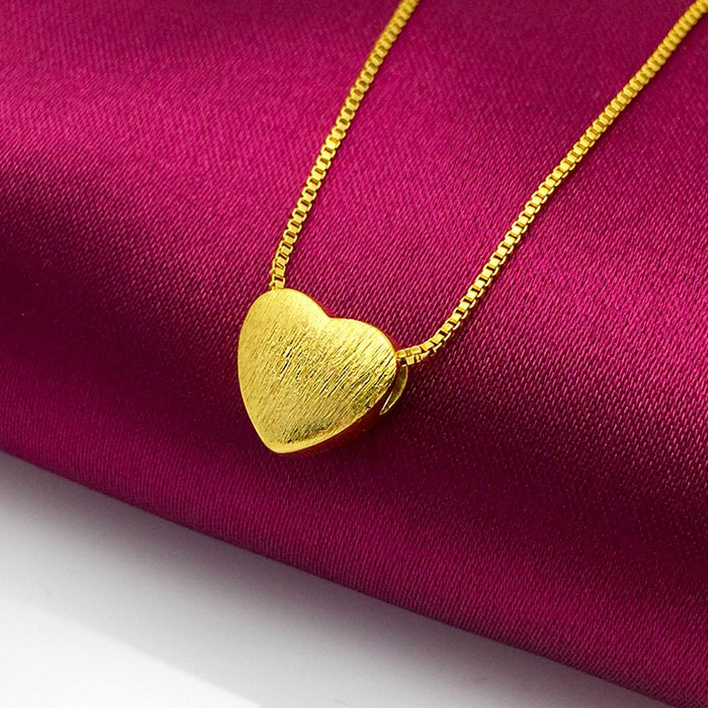 Yellow Gold Plated Heart Necklace (45cm) Necklace 24k Yellow Gold Plated Heart Pendant Necklace Yellow Gold Plated