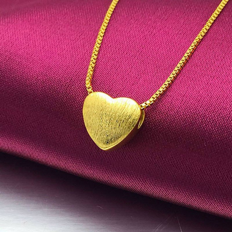 Yellow Gold Plated Heart Necklace (45cm) Necklace 24k Yellow Gold Plated Heart Pendant Necklace Yellow Gold Plated