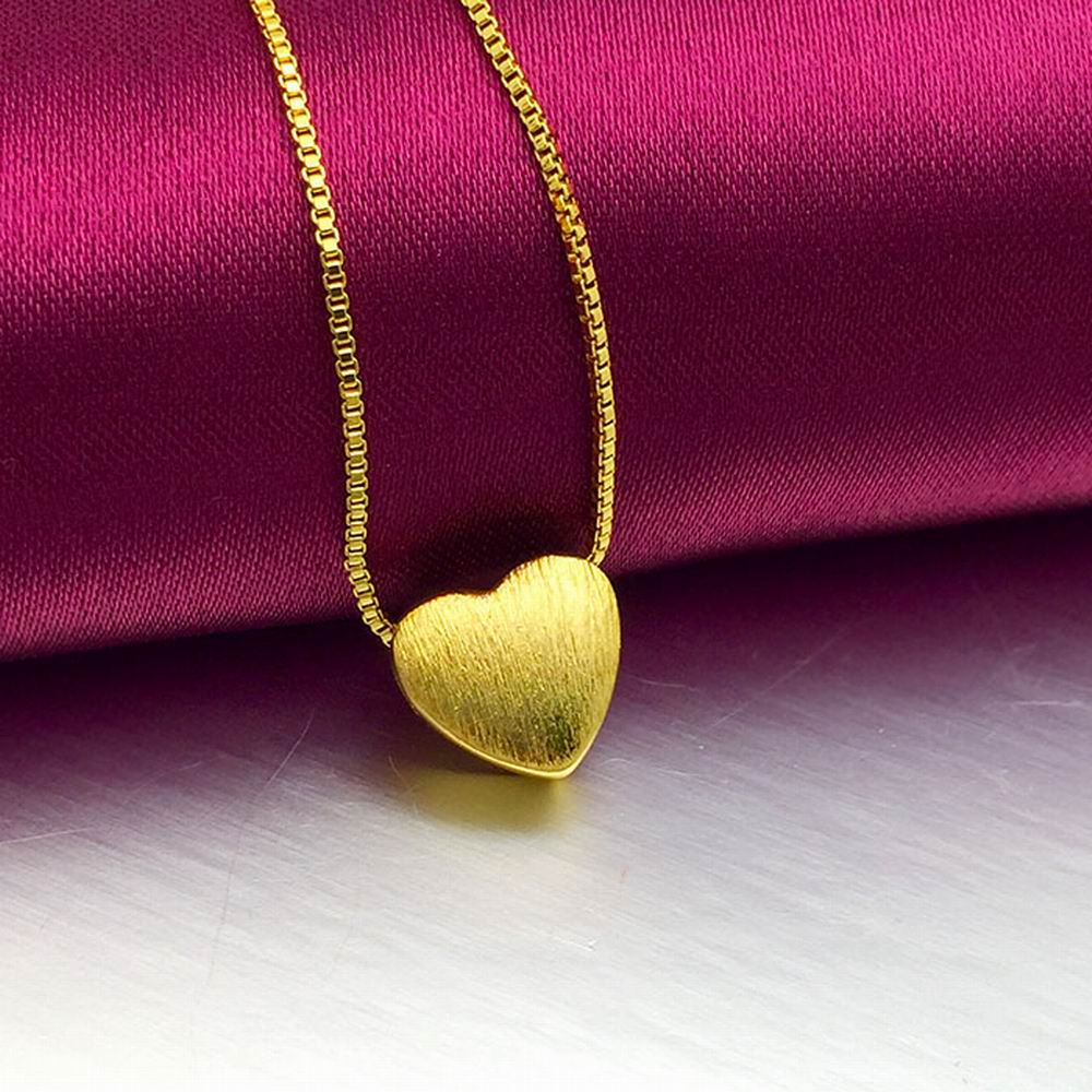 Yellow Gold Plated Heart Necklace (45cm) Necklace 24k Yellow Gold Plated Heart Pendant Necklace Yellow Gold Plated