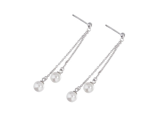 Sterling Silver Shell Pearl Earrings Earrings Drop Earrings Platinum Plated Shell Pearl Sterling Silver White