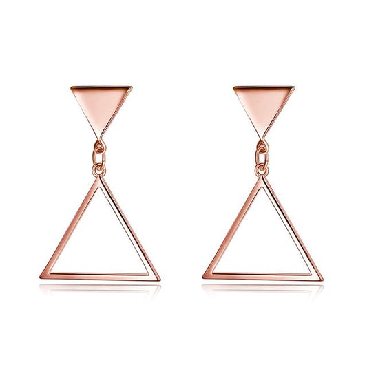 Rose Gold Plated Triangle Dangle Earrings | 19x30mm | Gift Boxed