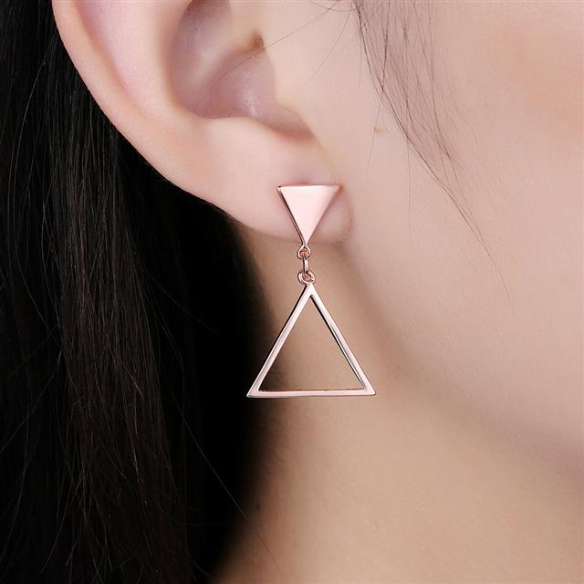 Rose Gold Plated Triangle Dangle Earrings | 19x30mm | Gift Boxed
