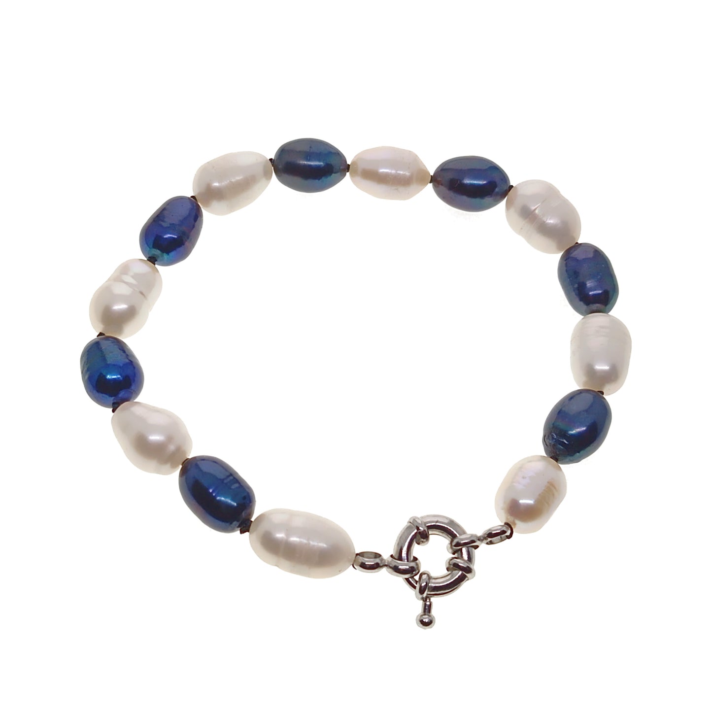 Blue & White Freshwater Pearl Bracelet | 19cm | Gift Boxed