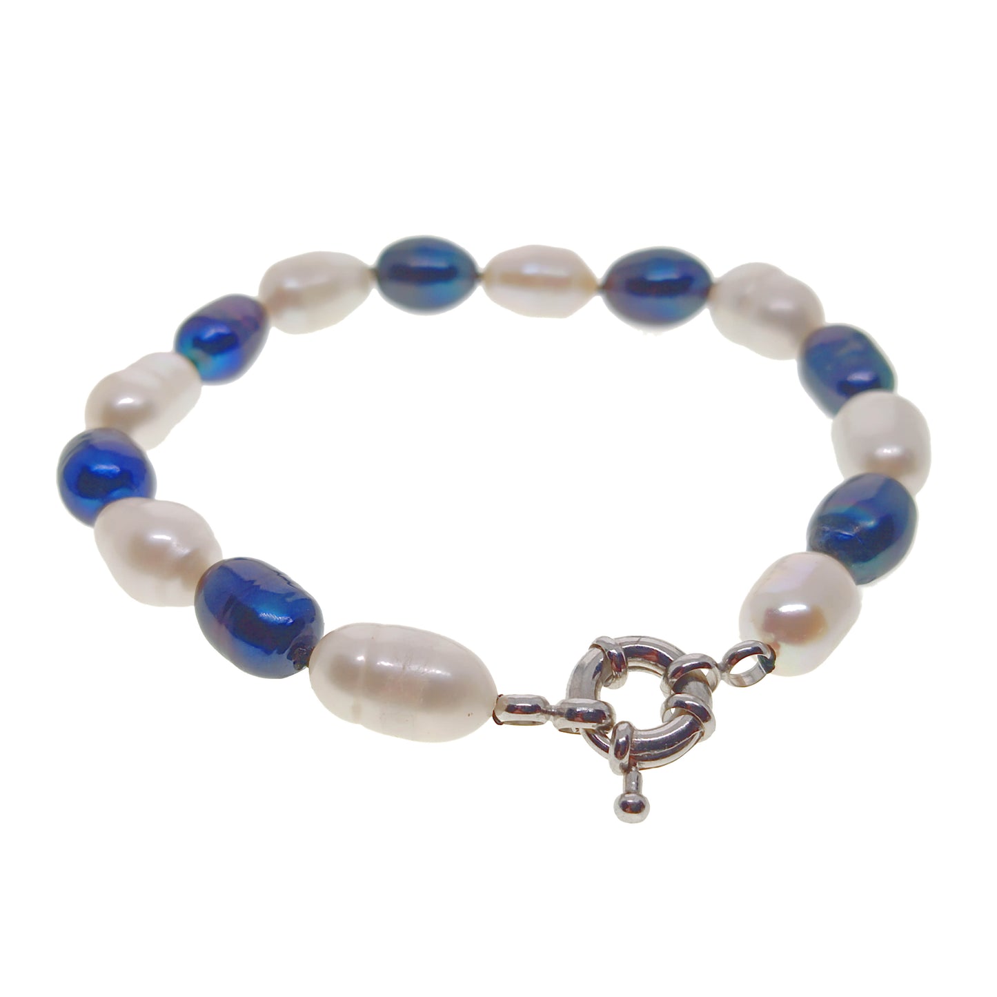 Blue & White Freshwater Pearl Bracelet | 19cm | Gift Boxed