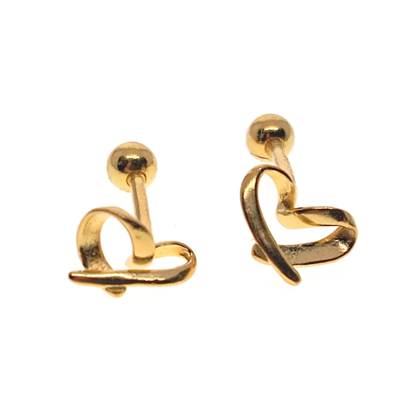 Imperfect 925 Sterling Silver Gold Plated Heart Studs | 5x7mm | Gift Boxed