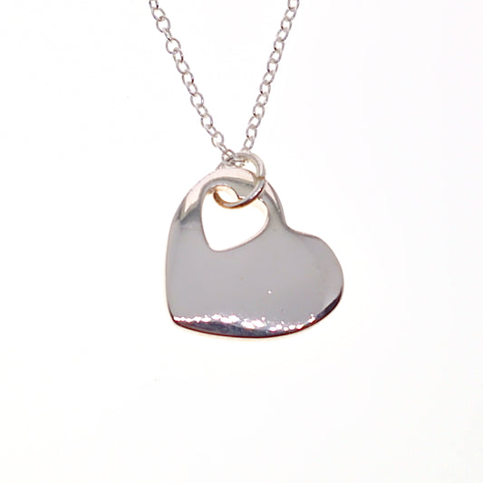 Silver Plated Heart Pendant Necklace | 45cm | Gift Boxed