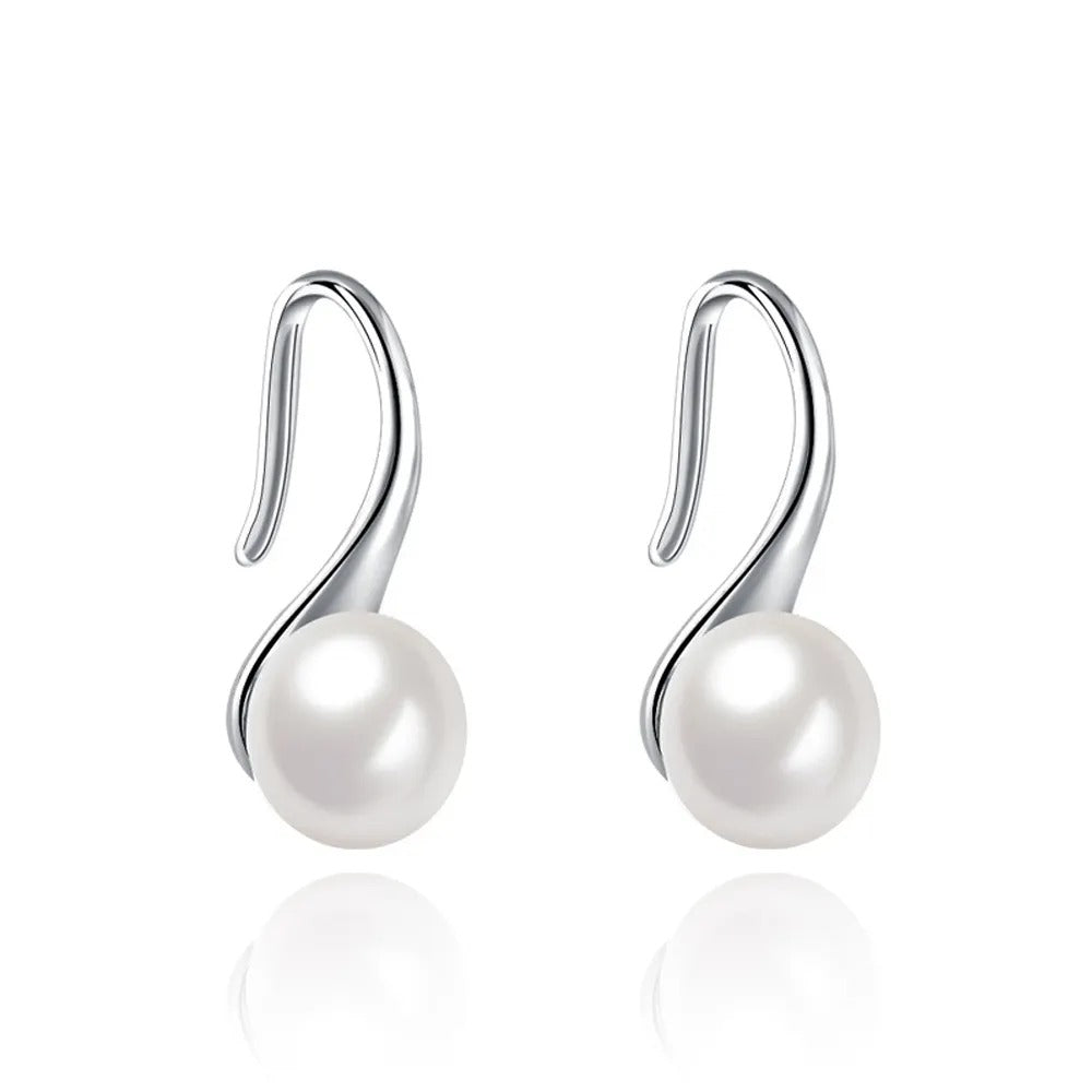 925 Sterling Silver Freshwater Pearl Drop Earrings | 14x6mm | Gift Boxed