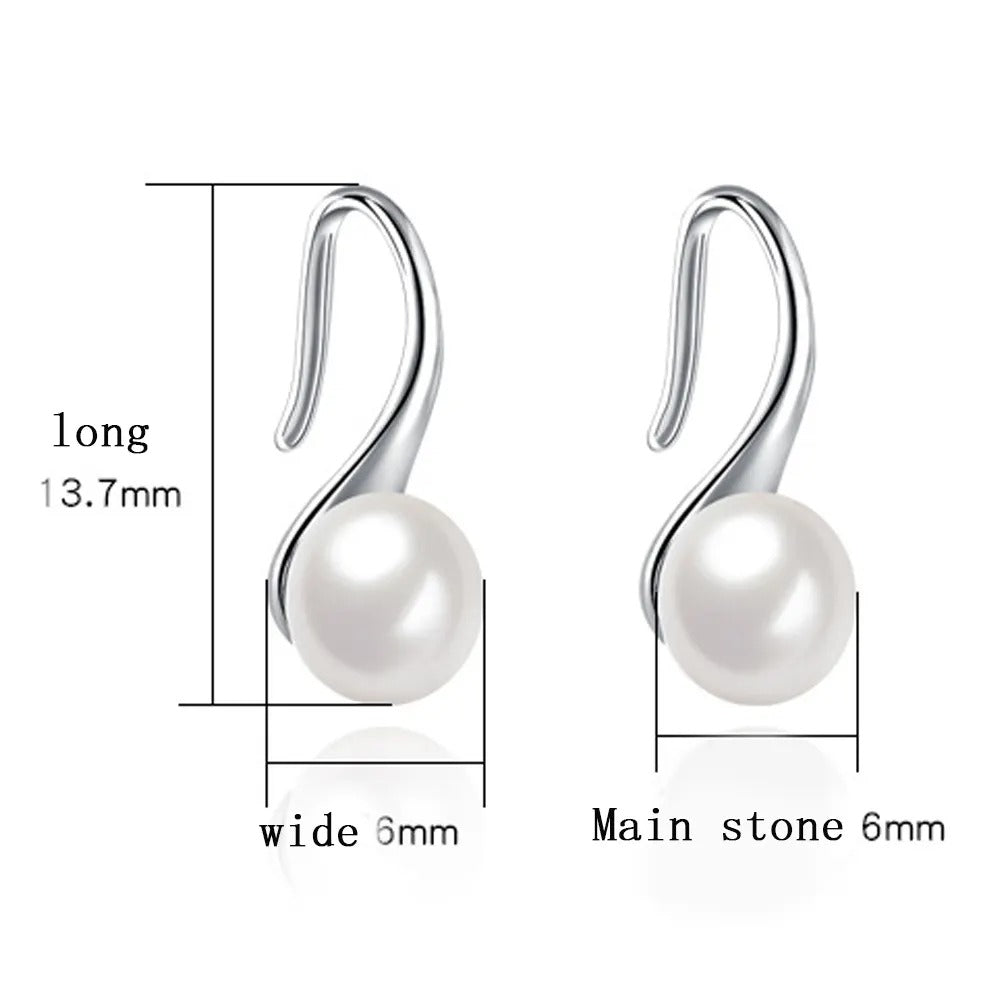 925 Sterling Silver Freshwater Pearl Drop Earrings | 14x6mm | Gift Boxed