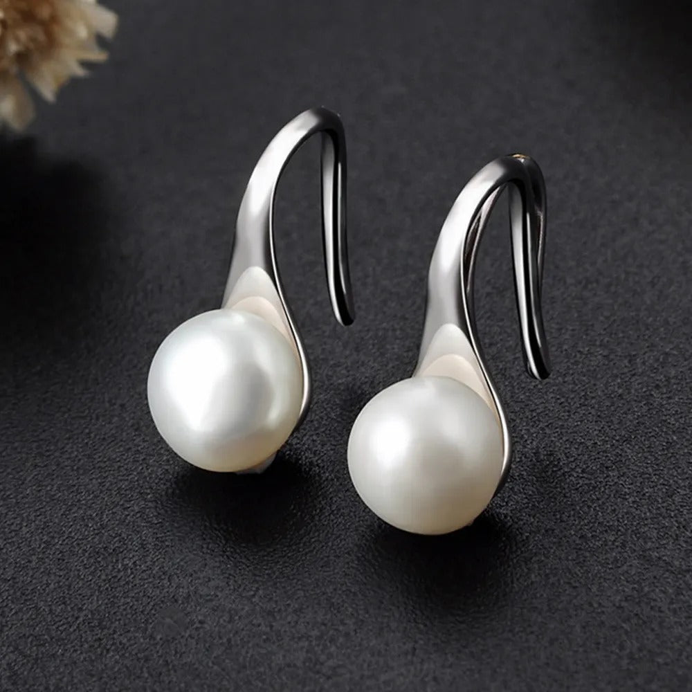 925 Sterling Silver Freshwater Pearl Drop Earrings | 14x6mm | Gift Boxed