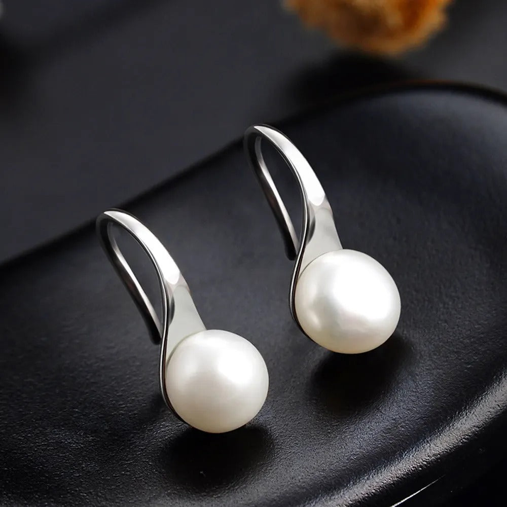 925 Sterling Silver Freshwater Pearl Drop Earrings | 14x6mm | Gift Boxed