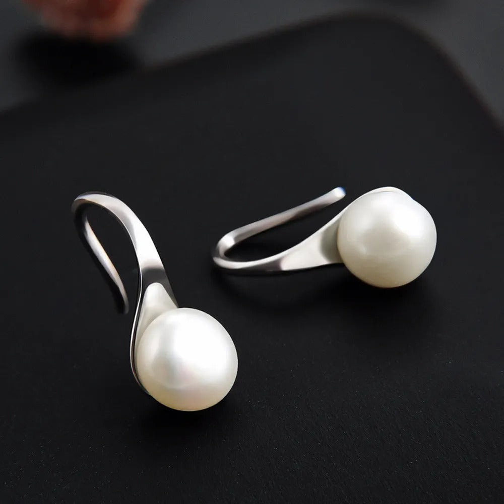 925 Sterling Silver Freshwater Pearl Drop Earrings | 14x6mm | Gift Boxed