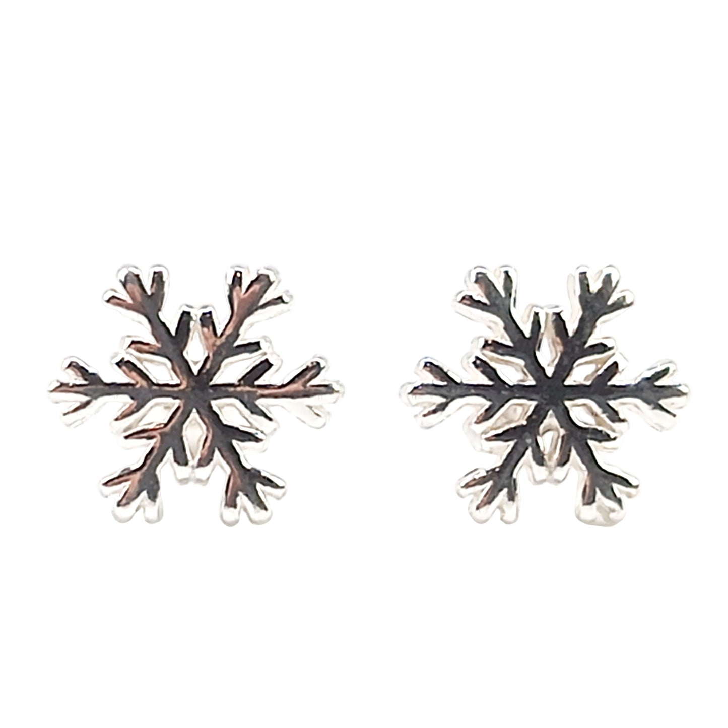 Snowflake-shaped earrings on a white background