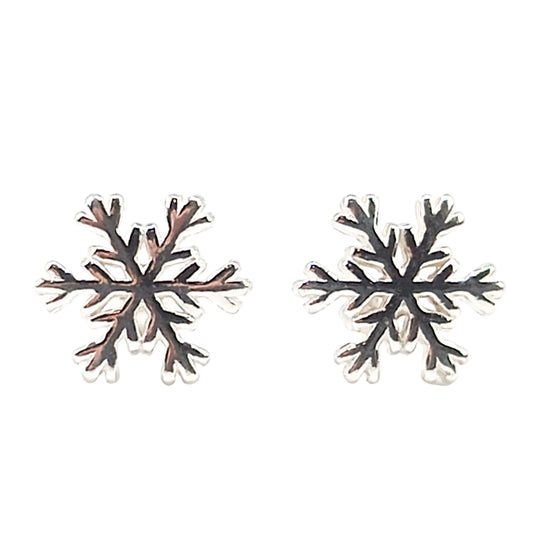Snowflake-shaped earrings on a white background